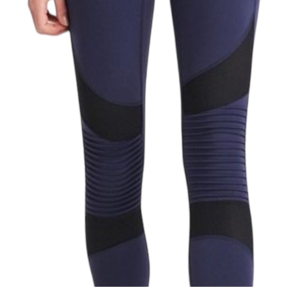 All Access Bandier Navy Blue High Rise Mesh Moto 7/8 Tights Leggings Women Large - Picture 2 of 10